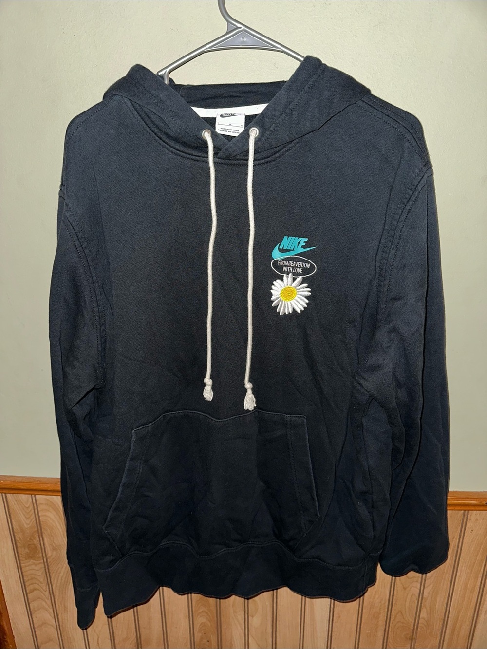 Women’s Have a Nike Day Black Hoodie Sweatshirt with Daisy Accent